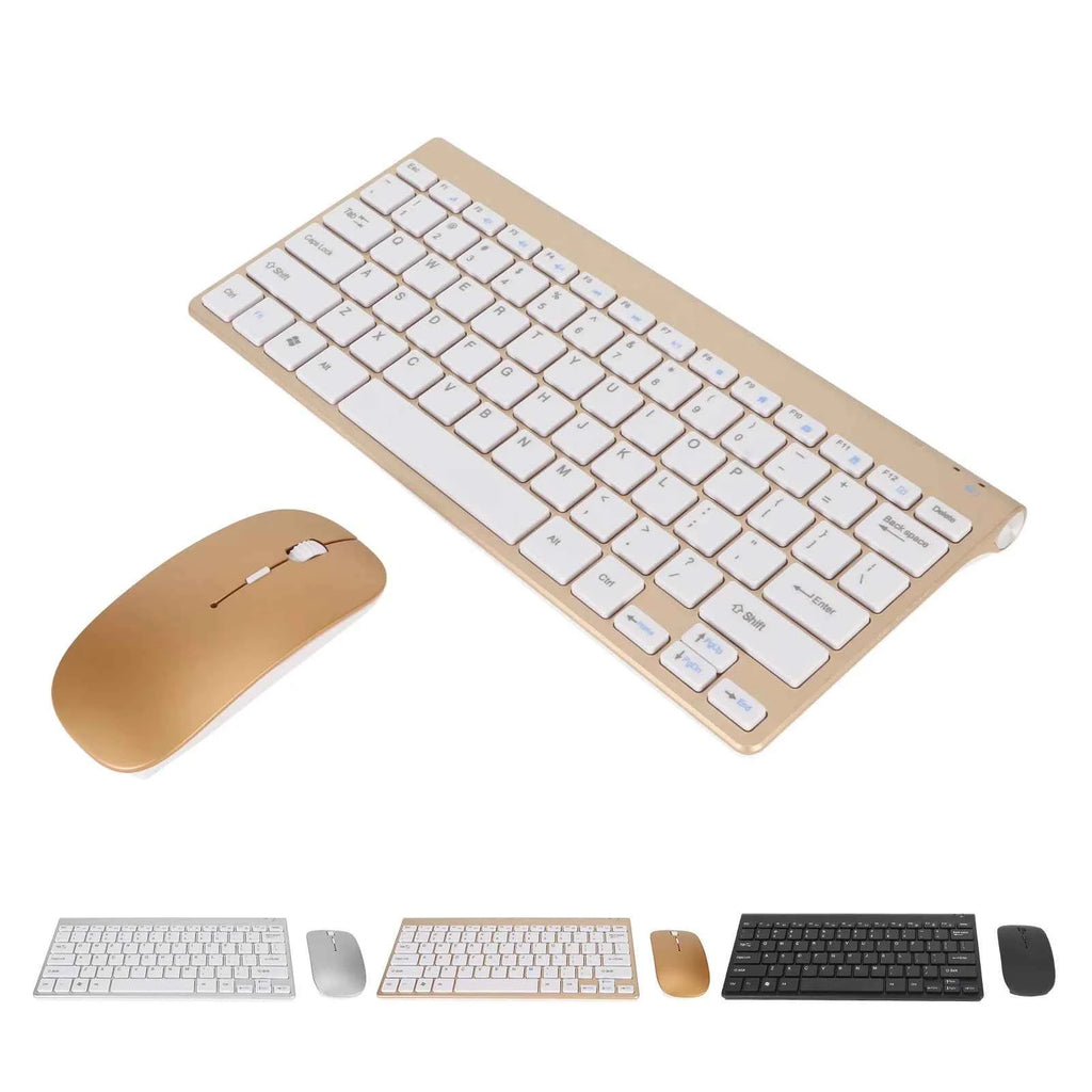 Wireless Keyboard Mouse Kit Slim Wireless Key Mouse Combo Portable Beautiful Power Saving Silent Button LED Indicator for Home