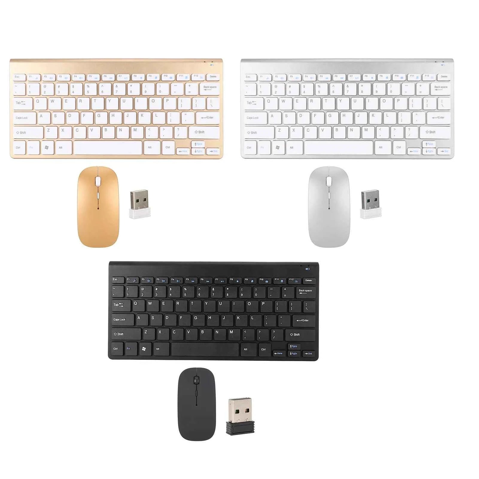 Wireless Keyboard Mouse Kit Slim Wireless Key Mouse Combo Portable Beautiful Power Saving Silent Button LED Indicator for Home