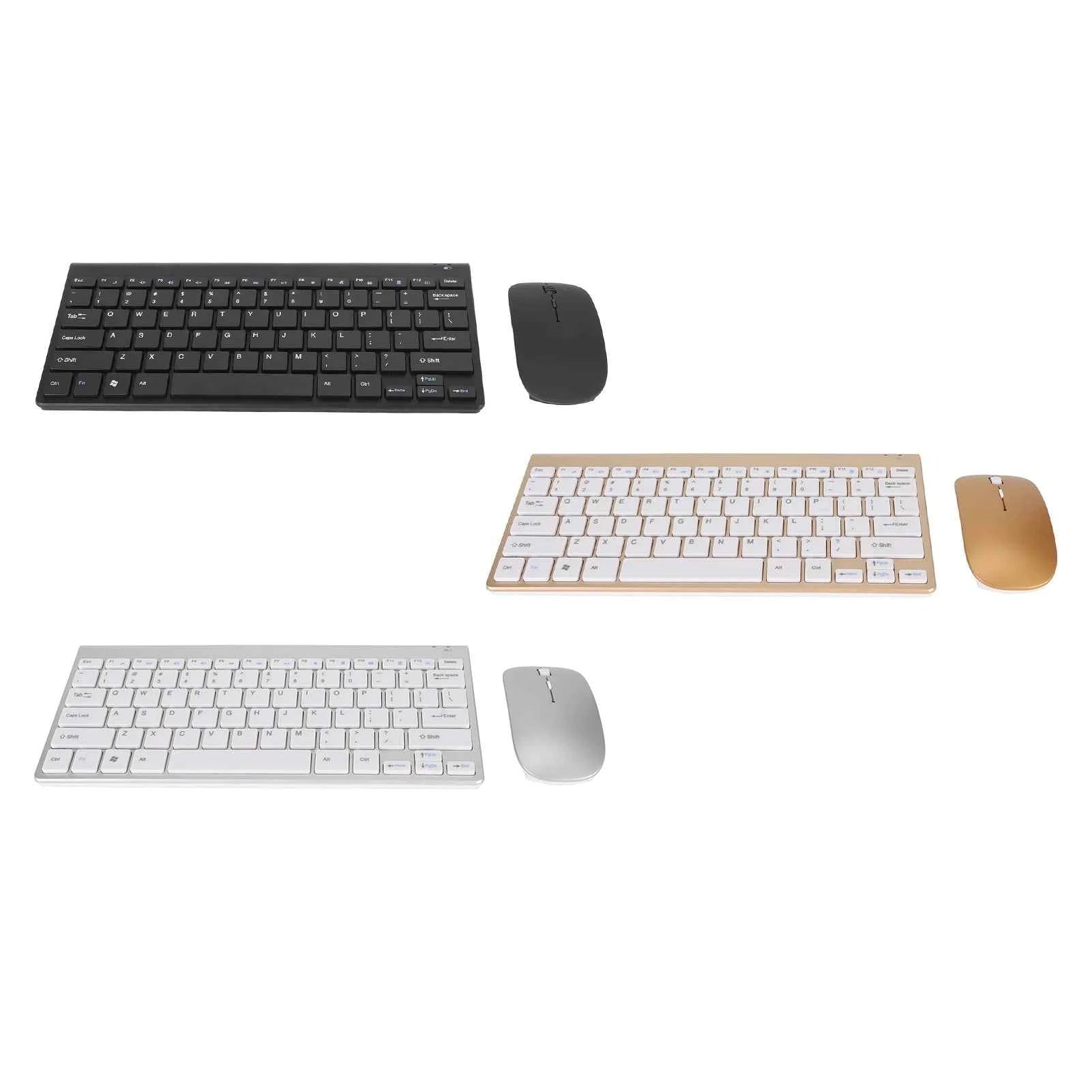 Wireless Keyboard Mouse Kit Slim Wireless Key Mouse Combo Portable Beautiful Power Saving Silent Button LED Indicator for Home